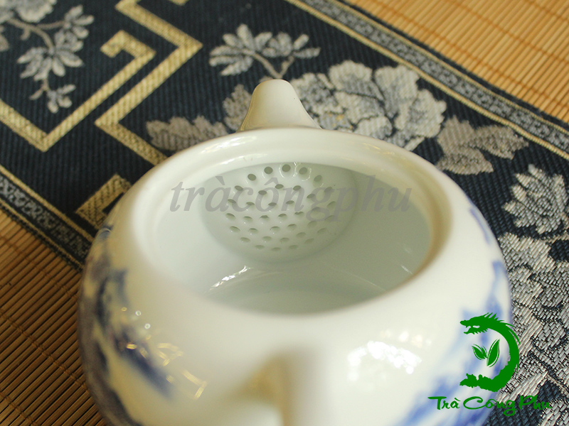 Ấm Sứ - A071 có vòi to rộng, lọc trà tổ ong ngăn bã trà